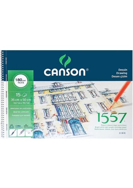 1557 Dessin Resim ve Eskiz Çizim Defteri 180 Gr. 35X50 Cm. 15 Sayfa