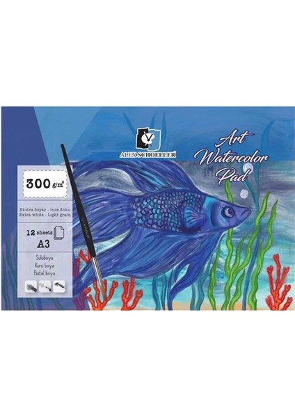 Art Watercolour Pad Sulu Boya Defteri Blok 300 Gr. A3 12 Yaprak