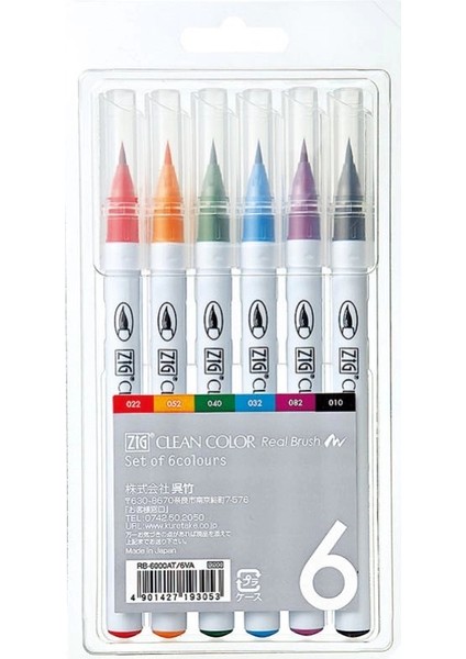 Clean Color Real Brush Fırça Uçlu Marker Kalem Seti 6 Renk