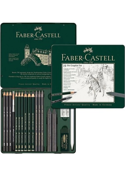 Pitt Graphite Karakalem Eskiz Çizim Seti 19 Parça