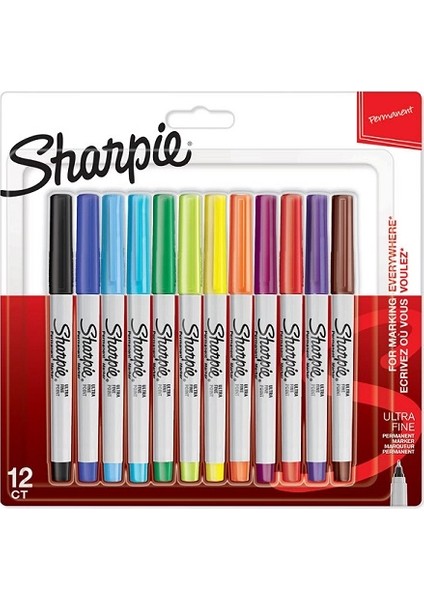 Permanent Marker Kalem Seti Ultra Fine Uç 12 Renk