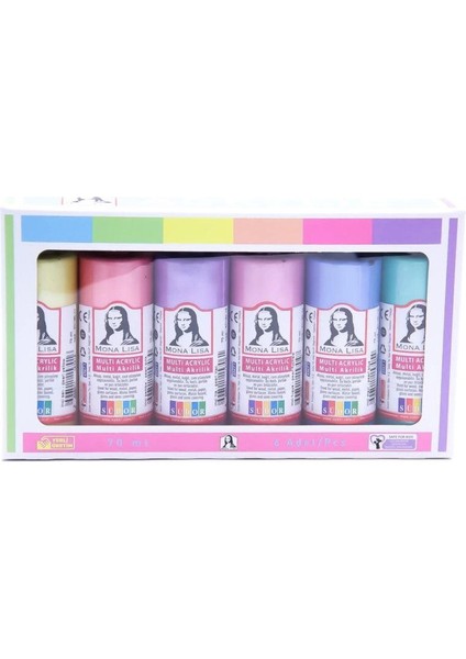 Mona Lisa Multi Akrilik Boya Seti 6 Metalik Renk x 70 Ml. Şişe