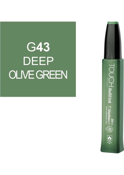 Touch Twin Marker Refill Alcohol Ink Alkol Bazlı Mürekkep 20 Ml. G43 Deep Olıve Green