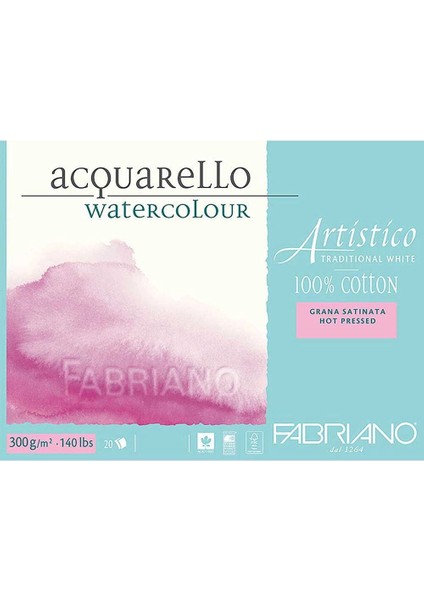 Artistico Traditional White Sulu Boya Defteri Sıcak Baskı - Düz Doku 300 Gr. 26X36 Cm. 12 Yaprak