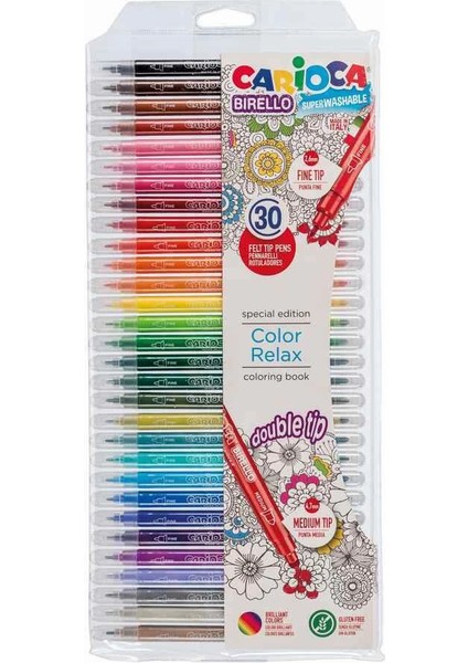 Birello Jumbo+Standart Çift Uçlu Yıkanabilir Keçeli Boya 30 Renk