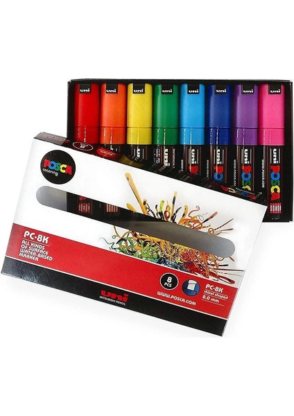 Posca Pc-8k 8.0 Su Bazlı Boyama Markörü Seti Ana Renkler 8 Renk