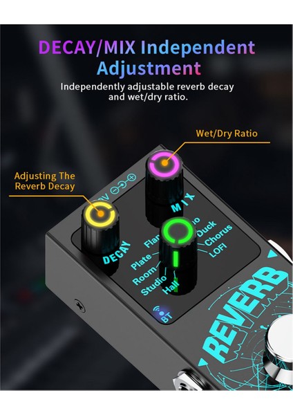 Yeni Bluetooth 5.4 Efektör Gitar Yankı Efektör Tek Blok Yankılanma Efektör Reverb Renkli Görsel Işık (Yurt Dışından) fırsatları