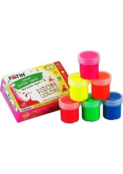 Neon Guaj Boya Seti 6 Renk x 25 Ml.