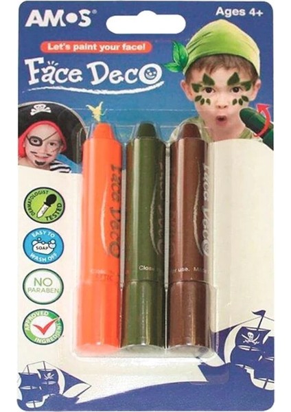 Face Deco Yüz Boyası 3 Renk Safari Renkler