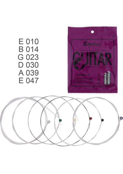 Orphee 6pcs/set Akustik Gitar Dizeleri Özel Gümüş Kaplama Anti-Düzenli Altıgen Çekirdek+% 8 Nikel Ekstra Işık TX620-S (Yurt Dışından) fırsatları