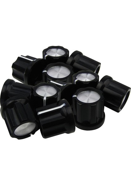 0dejre Gitar Pot Topuz Bas Gitar Amp Düğmeleri Düğmeleri D-Tipi Şaft Potansiyometre Tencere Düğmeleri, Siyah Kapak Gümüş Üst, 12 Paket (Yurt Dışından)