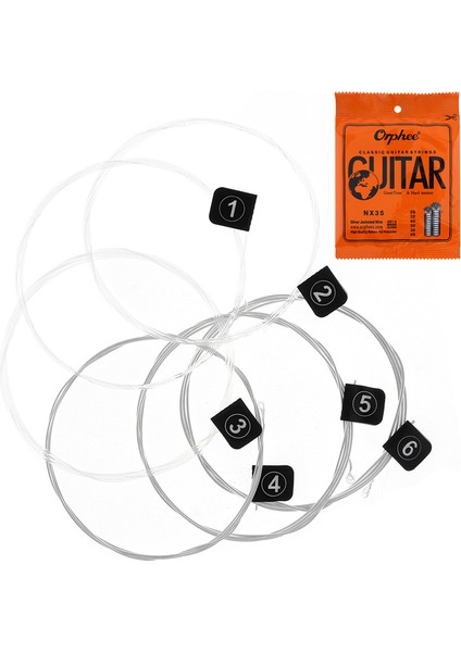 Orphee 6pcs/set Gitar Dizeleri Geleneksel Klasik Guar String Serisi E/b/g/d/a/e Yüksek Kaliteli Naylon Tel Kullanın Orta Nx-35 (Yurt Dışından)