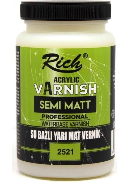 Su Bazlı Vernik Yarı Mat (Semi Matt Acrylic Varnish) 250 Cc.