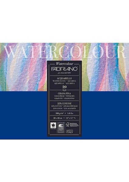 Watercolour Sulu Boya Defteri Blok Soğuk Baskı 300 Gr. 30X40 Cm. 20 Yaprak