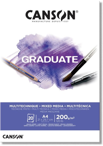 Graduate Mixed Media Çok Amaçlı Eskiz Çizim Defteri 200 Gr. A4 20 Sayfa
