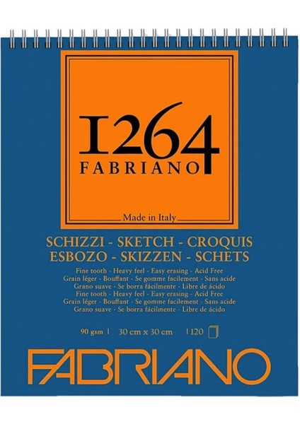 1264 Sketch Paper Üstten Spiralli Eskiz Çizim Defteri 90 Gr. 30X30 Cm. 120 Yaprak