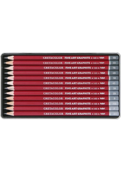 Fine Art Graphite Dereceli Kalem Karakalem Eskiz Çizim Seti Metal Kutu 12'li