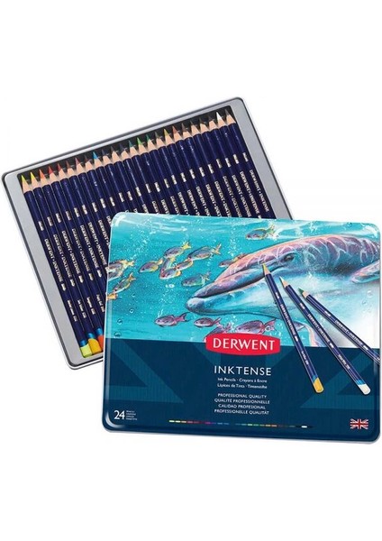 Inktense Mürekkep Etkili Aquarell Boya Kalemi Seti 24'lü Teneke Kutu