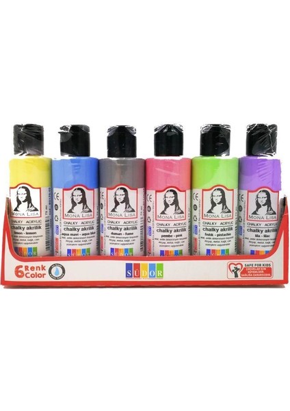 Mona Lisa Chalky Akrilik Boya Seti 6 Pastel Renk x 70 Ml. Şişe