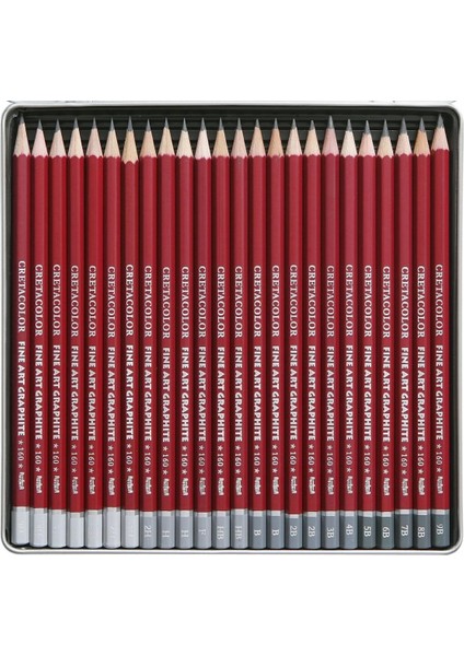 Fine Art Graphite Dereceli Kalem Karakalem Eskiz Çizim Seti Metal Kutu 24'lü