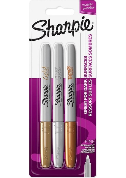 Metallic Permanent Marker Kalem Seti Fine Uç 3 Renk Metalik Renkler