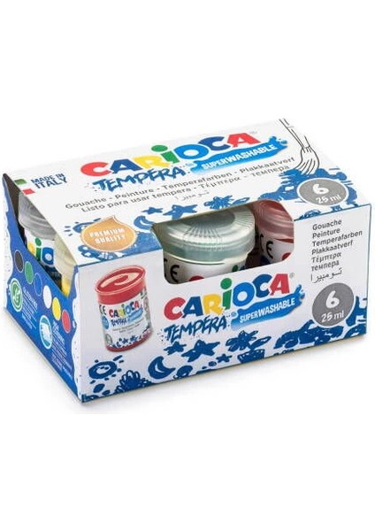 Tempera Süper Yıkanabilir Guaj Boya Seti 6 Renk x 25 Ml.