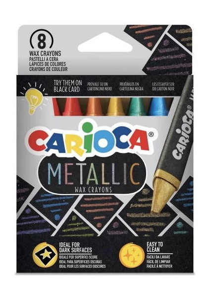 Metalik Wax Crayons Maxi Yıkanabilir Mum Boya 8 Renk