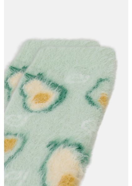 Fluffy Avocado Soket Çorap modelleri