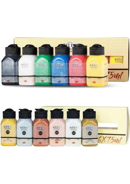 Akrilik Boya Seti 12 Renk x 75 Ml. Canlı ve Metalik Renkler