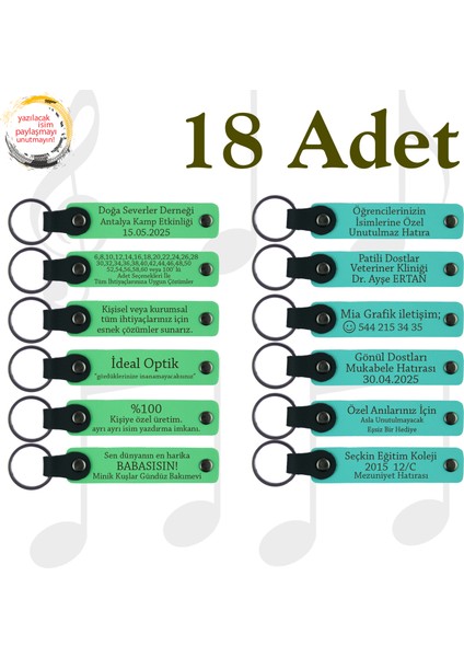 F Yeşili & Turkuaz, Ingilizce Öğretmeninden Karne Sürprizi, 18’li Set, Kişisel Mesajlı Anahtarlık