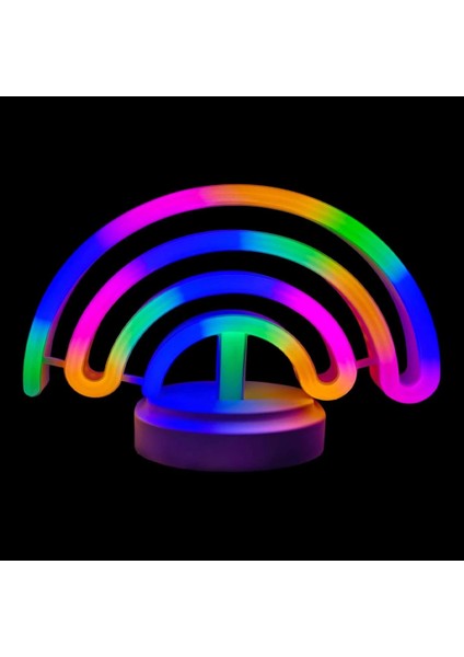 Neon Işıklı Gökkuşağı Masa Gece Lambası Pil ve USB
