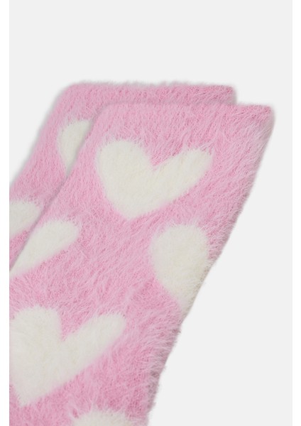 Fluffy Heart Soket Çorap modelleri