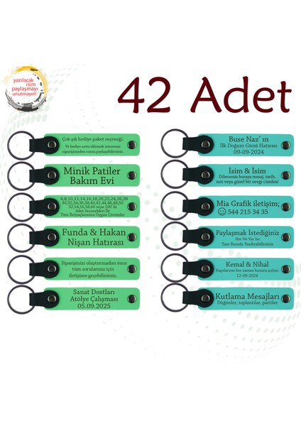 F Yeşili & Turkuaz, Türkçe Öğretmeninden Sınıfına 42’li Set, Kişisel Yazılı Deri Hatıra Anahtarlık