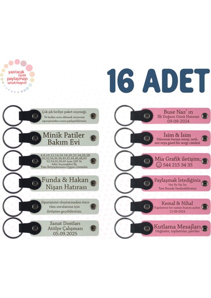 Beyaz & Pembe, Bisiklet Turu Ekibine Veda Anısı, 16’li Set, Isim Yazılı Anlamlı Deri Hediyelik