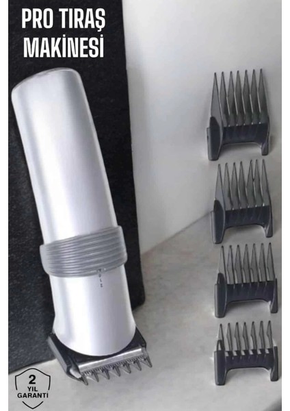 4 Taraklı Profesyonel Şarjlı Saç ve Sakal Kesme Tıraş Makinesi Seti