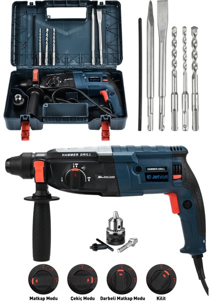 850W Metal Şanzıman Darbeli Matkap Kırıcı Delici Hilti 2-28MM - Mavi