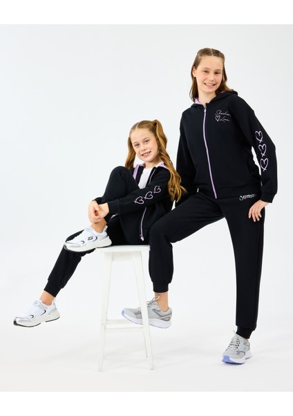G Lw Fleece Full Zıp Sweatshirt Büyük Kız Çocuk Siyah Sweatshirt SK2520009-1602