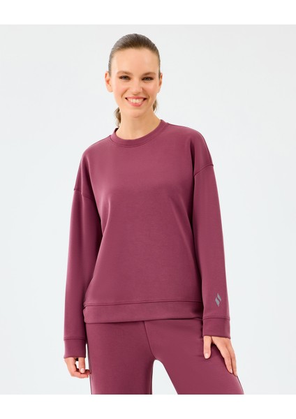 W Lounge Loose Crew Neck Sweatshirt Kadın Bordo Sweatshirt S2510052-3877