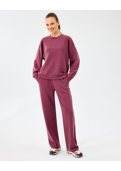 W Lounge Loose Crew Neck Sweatshirt Kadın Bordo Sweatshirt S2510052-3877 modelleri
