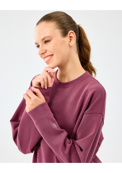 W Lounge Loose Crew Neck Sweatshirt Kadın Bordo Sweatshirt S2510052-3877 fırsatları