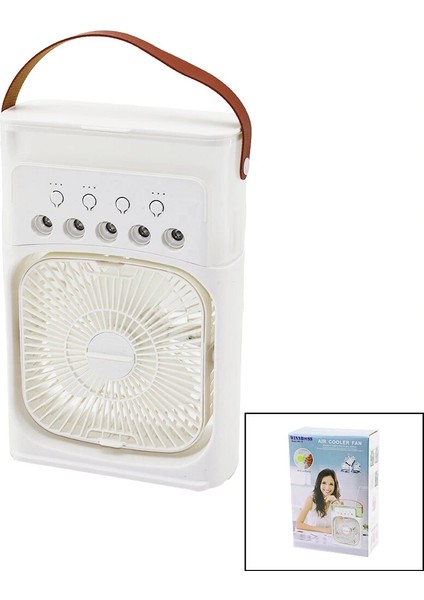 3in1 Hava Nemlendirme - Fan - Gece Lambası Masa Üstü Buzlu Vantilatör 360 Derece USB Şarj 3kademe Hız (5047)