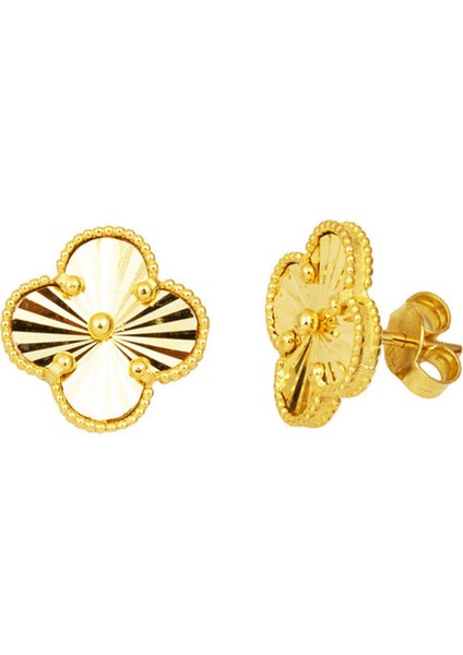 Van Cleef 14 Ayar Altın Küpe Orta Boy