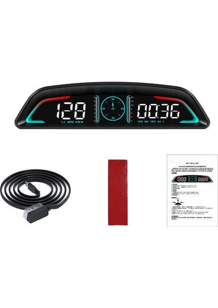 Araba Hd Head-Up Display Obd2 Gps Akıllı Hud Otomatik Dijital Hız Göstergesi Rpm Voltaj Güvenlik Alarm Ekranı B3 (Yurt Dışından)