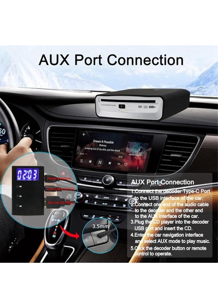 Taşınabilir CD Çalar Dekoder Araba Için, Yardımcı Aux CD Dekoder Dönüşüm Adaptörü, Wav Sesini Desteklemeyen Araba Için (Yurt Dışından) indirimleri