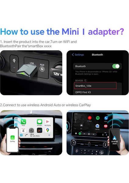 Kabloludan Kablosuza 2'si 1 Arada Aı Kutusu Carplay 5g Wif ve Bluetooth 5.0 Android Auto Tak ve Çalıştır Endüktif Olmayan Bağlantı (Yurt Dışından) fırsatları