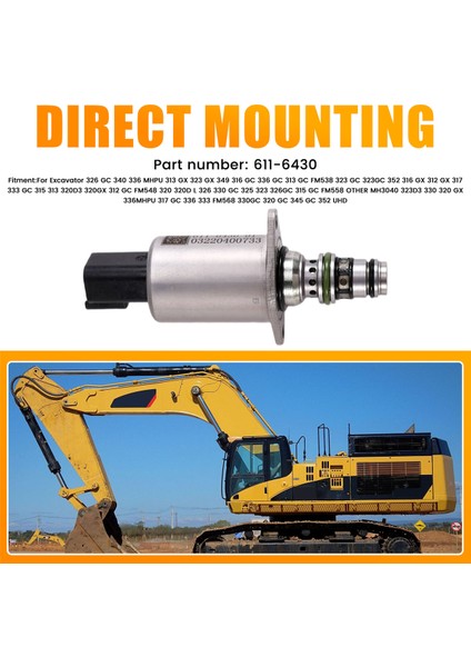 611-6430 Solenoid Valf 6116430 Caterpillar Cat E320GC E330 E336 Ekskavatör Parçaları Için Hidrolik Pompa Solenoid (Yurt Dışından) fırsatları