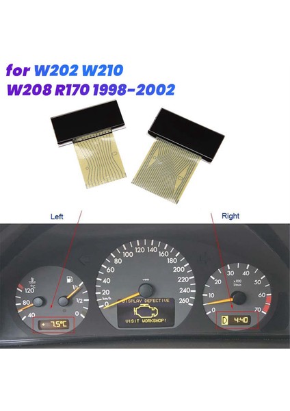 Çift Araba Göstergesi LCD Ekranı Mercedes Benz W202 W210 W208 R170 1998-2002 Hızölçer Piksel Onarım Ekranı (Yurt Dışından) fiyatları