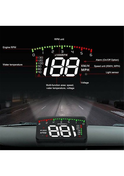 A900 Obd Hud Head Up Display Araç Aşırı Hız Uyarısı Ön Cam Projektörü Su Sıcaklığı Voltaj Takometre Rpm Mph (Yurt Dışından) fiyatları