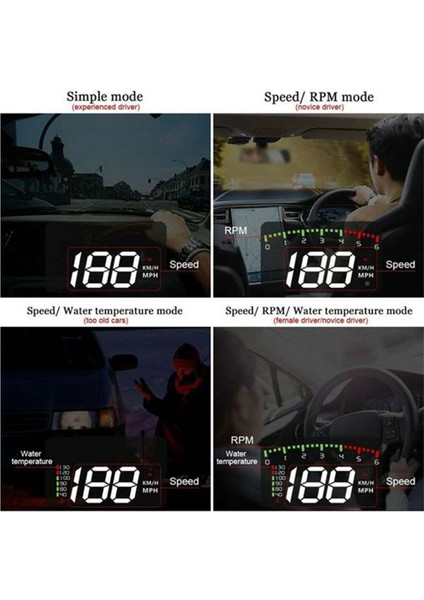 A900 Obd Hud Head Up Display Araç Aşırı Hız Uyarısı Ön Cam Projektörü Su Sıcaklığı Voltaj Takometre Rpm Mph (Yurt Dışından) indirimleri