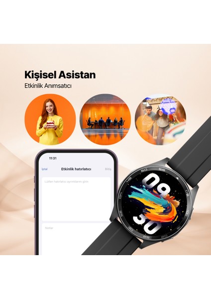 Tempus Pro 47 mm AMOLED Ekranlı Yuvarlak Kasa Akıllı Saat 2S12W